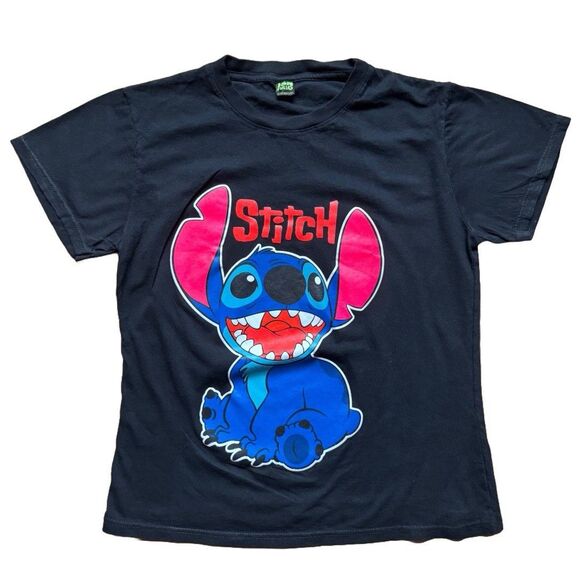Lilo & Stitch J&N Full Graphic T-shirt Size M Black Front Graphic - Picture 1 of 6